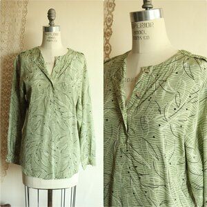 Vintage 1980s 1990s Blouse, Notations Green and Black Tunic